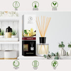 Reed Diffuser With Natural Essential Oil Vanilla 6.8 Fl Oz (200Ml) - Scented Reed Diffuser - Gift Set With Bamboo Sticks - Best For Aromatherapy - Spa - Home - Office - Fitness Club