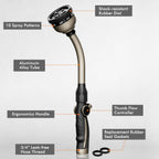 Restmo Watering Wand Heavy Duty, 15-Inch Long Hose Nozzle Sprayer | 10 Spray Patterns & Thumb Flow Control, Metal Garden Hose Wand For Water Hanging Baskets And Shrubs, Bronze