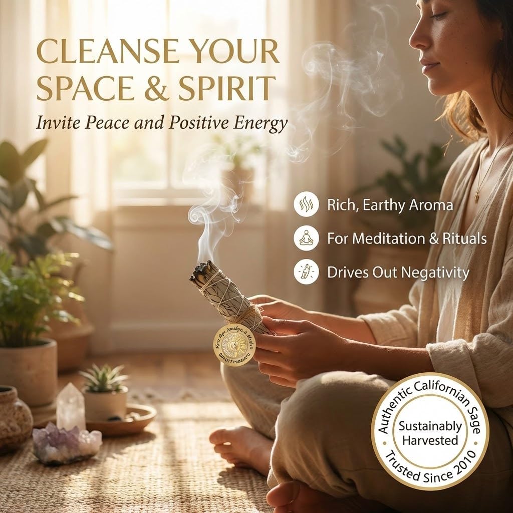 (Pack Of 3)-New Age Smudges & Herbs -Premium California White Sage Incense 4 Inches Long. Home Cleansing Incense,Fragrance,Meditation,Smudging Rituals.California Smudge Sticks Rituals -4 Inch