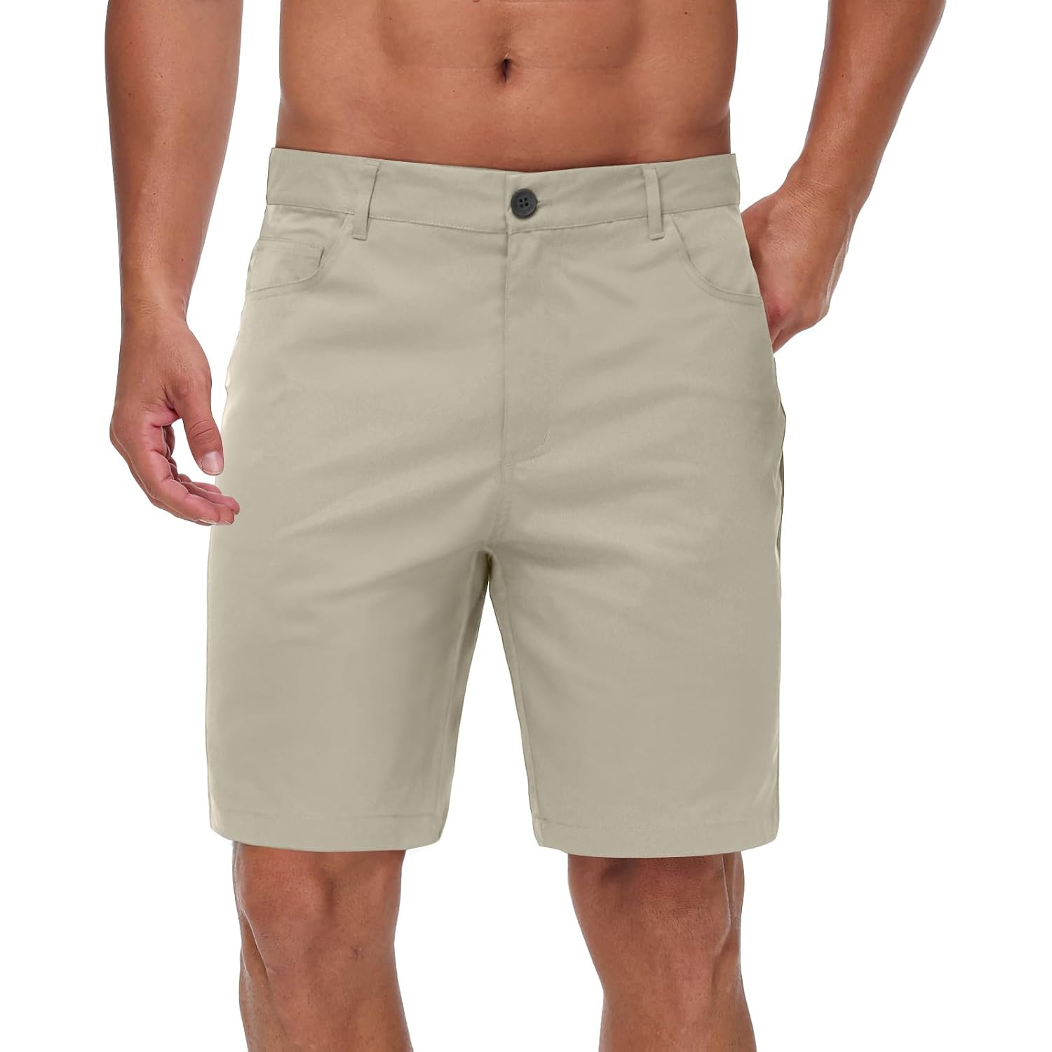 Men'S Slim Fit Casual Golf Shorts Light-Stretch Dress Basic Shorts Classic-Fit 9" Inch With 4 Pockets