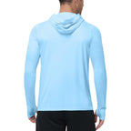 Roadbox Upf 50+ Mens Sun Hoodie, Long Sleeve Uv Protection Fishing Shirt With Pocket, Outdoor Running Athletic Rash Guard