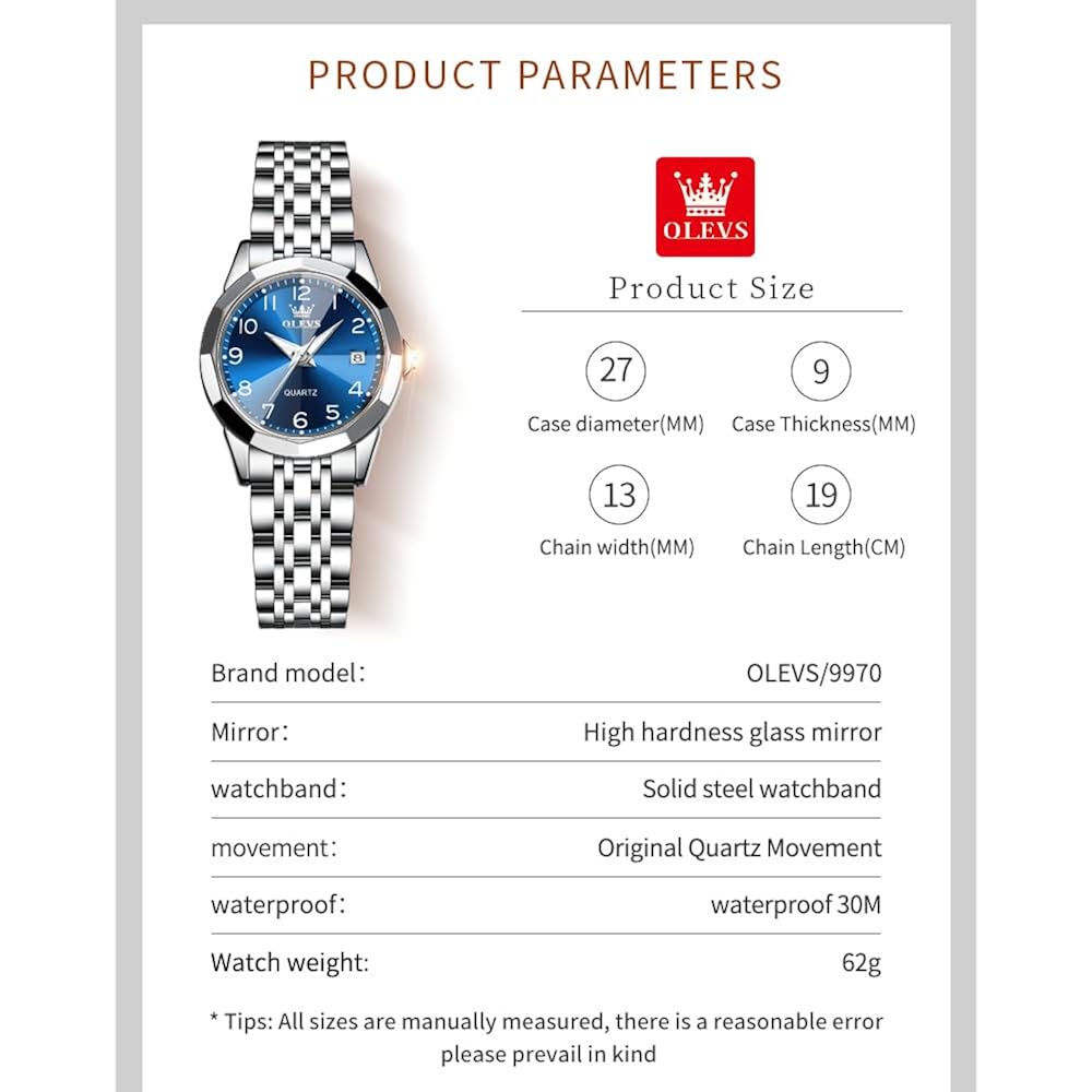 OLEVS Womens Watch Fashion Dress Diamond Female Watches for Ladies Analog Quartz Stainless Steel Waterproof Luminous Day Date Two Tone Wristwatch