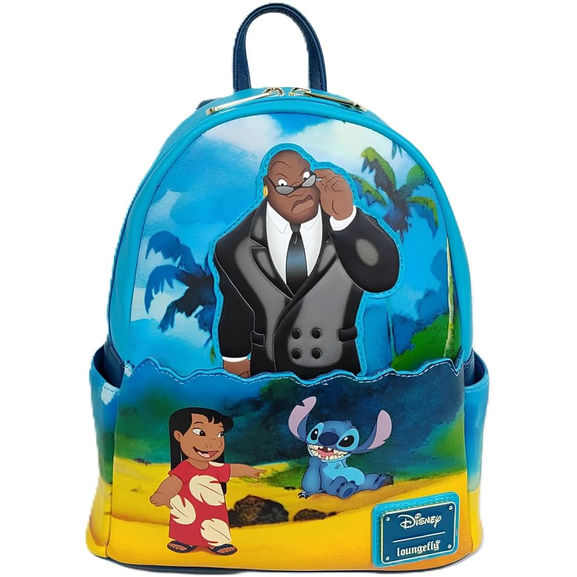 Loungefly Disney Lilo And Stitch Mini Backpack Cobra Bubbles Beach Scene Double Strap Shoulder Bag Purse
