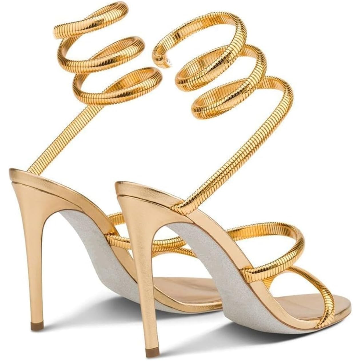 Perixir Gold Heels For Women, High Heels With Spiral, 4.17" Stiletto Heeled Sandals For Dressy Women, Lace Up Sandals Comfortable Slingback Sandal
