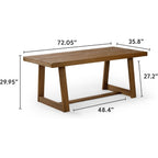 Plank+Beam 72 Inch Farmhouse Dining Table, Solid Wood Rustic Kitchen Table, Large Wooden Rectangular Dinner Table For Dining Room, Home Office, Living Room Furniture, Easy Assembly, Pecan Wirebrush