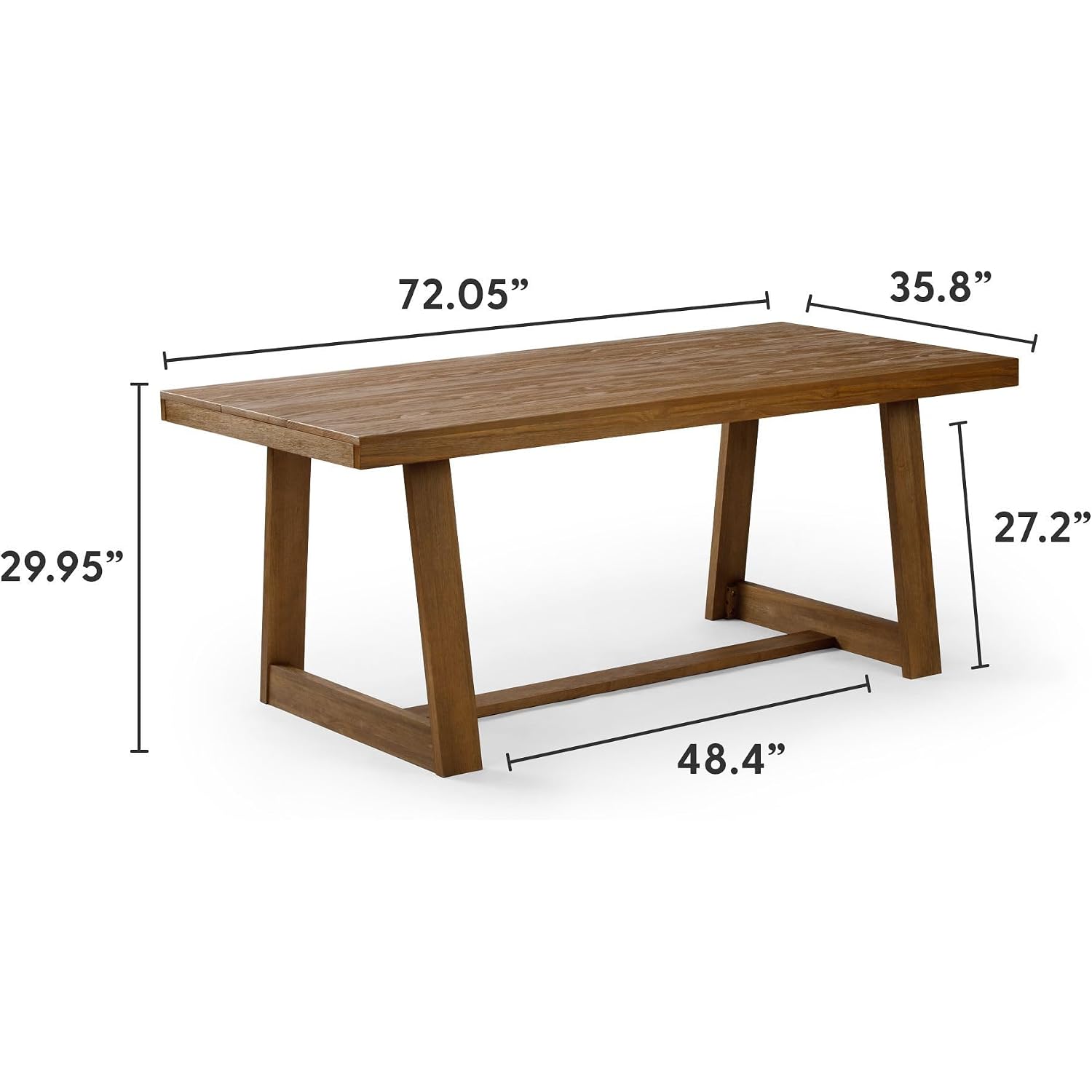 Plank+Beam 72 Inch Farmhouse Dining Table, Solid Wood Rustic Kitchen Table, Large Wooden Rectangular Dinner Table For Dining Room, Home Office, Living Room Furniture, Easy Assembly, Pecan Wirebrush