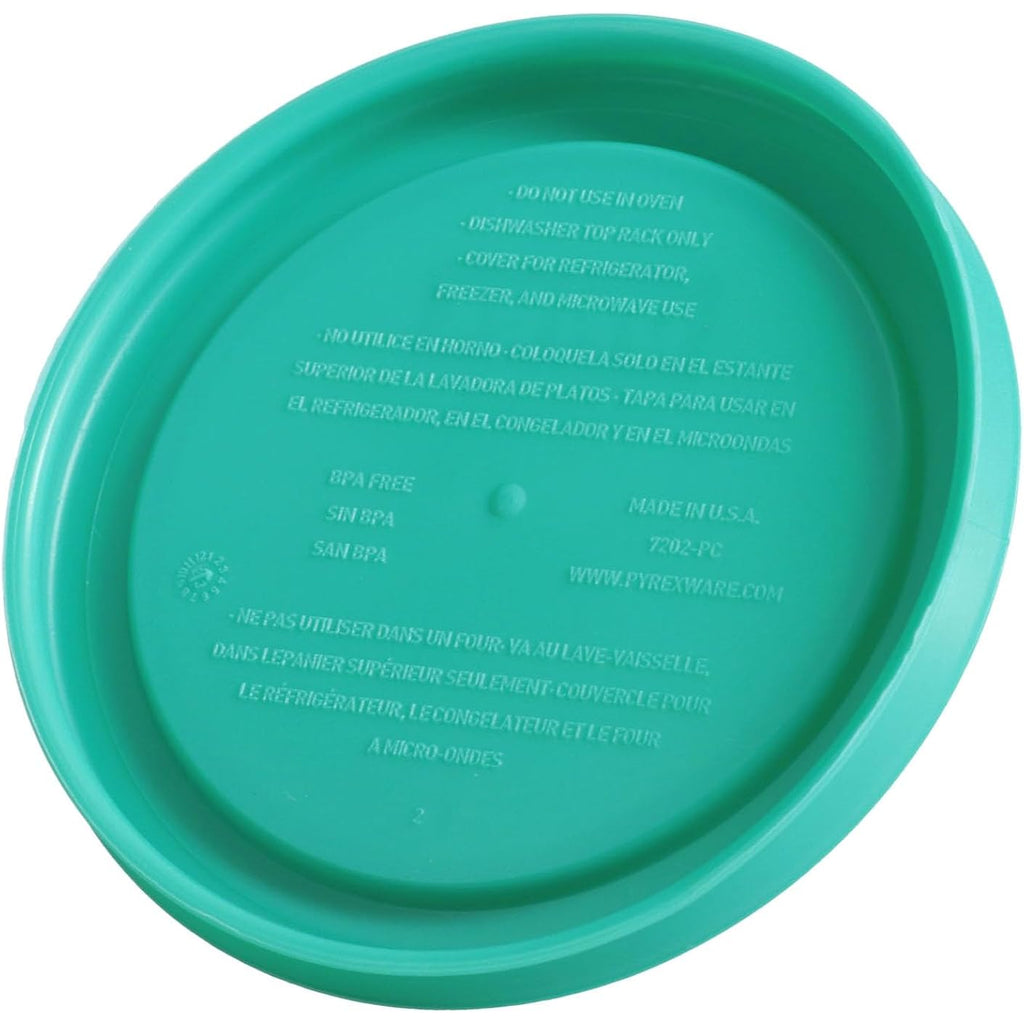 Pyrex 7202-Pc 1-Cup Green Food Storage Lid (4-Pack) - Made In Usa | Bpa-Free Plastic | Spill-Reducing Closure | Lightweight Construction | Kitchen Organization