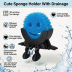 Creative Drainage Sponge Holder: Traceless Glue, 3D Printed Funny Kitchen Sink Holder, Keeps Sponge Dry – For Scrub Daddy (1, Black)