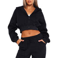 Tzldn Women Cropped Hoodie Zip Up Jacket Y2K Sweatshirt Crop Tops Lightweight Workout Casual Fashion Fall Outfits