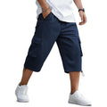 Jmierr Men'S 3/4 Length Cargo Shorts Elastic Waist Capri Pants With Zipper Pockets