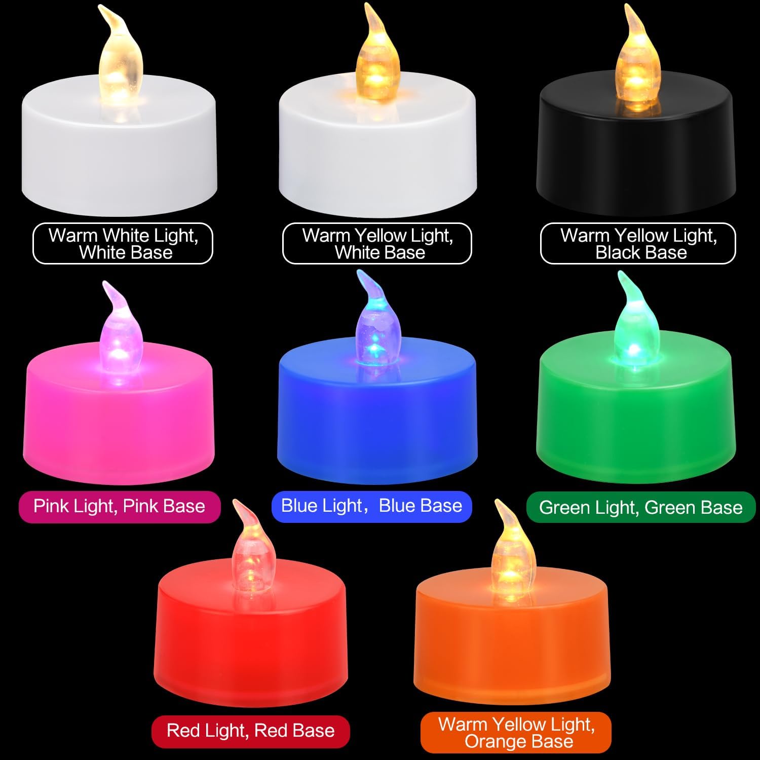 Koaby 12/24/50/100/200/400 Pack Led Tea Lights | Battery Operated Flickering Warm White Lights For Decor