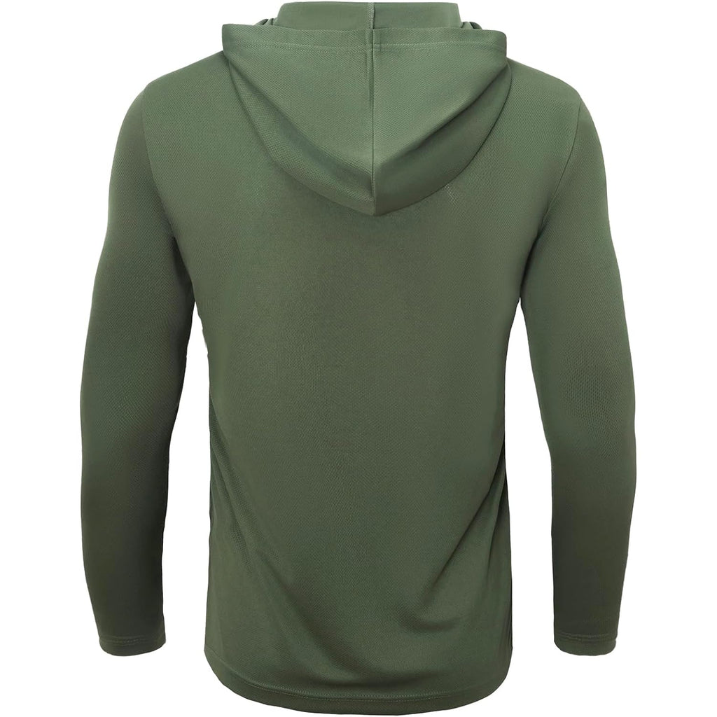 Facitisu Men Long Sleeve Tee Shirts With Hooded 5 Pack Athletic Pullover Dry Fit Sweatshirts Gym Hoodies