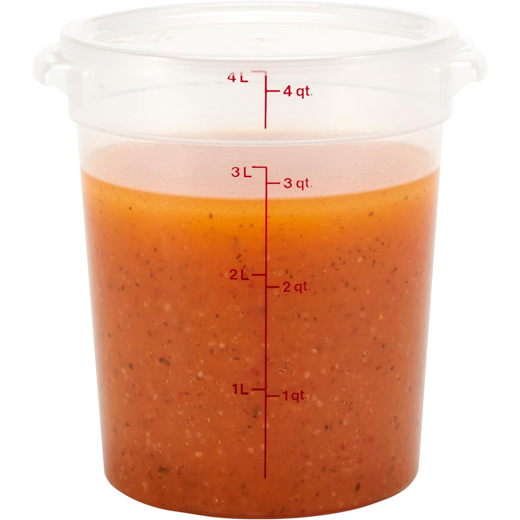 Cambro Food Storage Containers With Lids (Bpa-Free) - 4 Quart - Food Grade Buckets With Lids (2 Pack) - For Dough Proofing And Brining (Translucent)