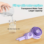 Handheld Misting Fan，Rechargeable Battery Operated ，Portable 4 Speeds & 55Ml 360° Swiveling Personal Fan For Travel Camping Outdoor (Purple)
