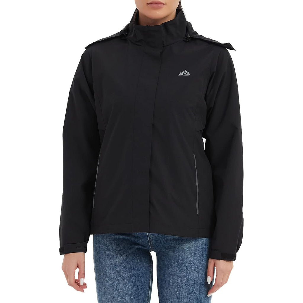 Moerdeng Women'S Waterproof Rain Jacket Lightweight Raincoat Hooded Hiking Jacket Softshell Windbreaker