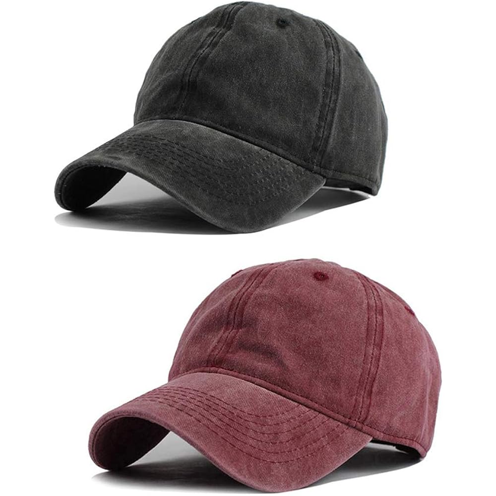 HH HOFNEN Men Women Washed Distressed Twill Cotton Baseball Cap Vintage Adjustable Dad Hat