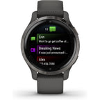 Garmin Venu 2S, Smaller-Sized Gps Smartwatch With Advanced Health Monitoring And Fitness Features, Slate Bezel With Graphite Case And Silicone Band, (010-02429-00) (Renewed)