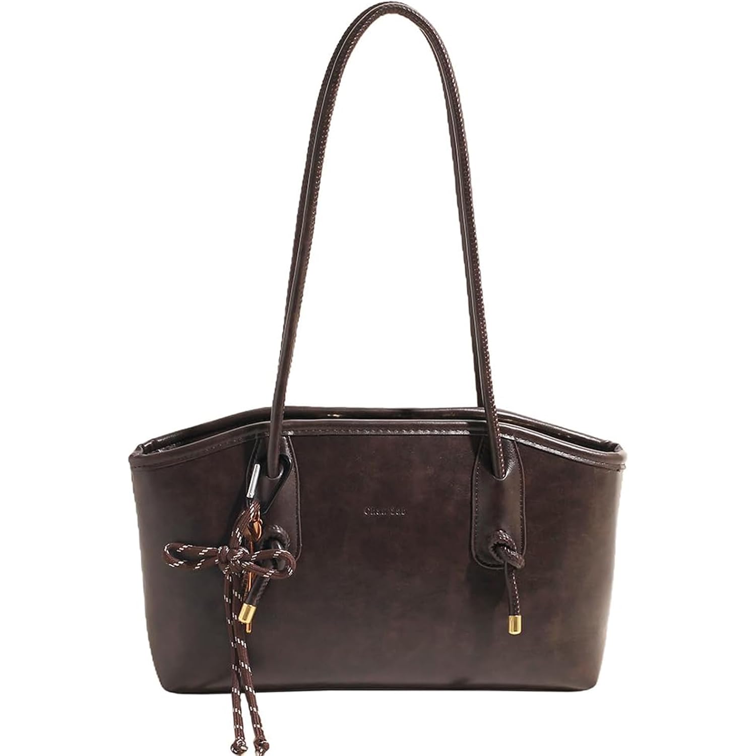 Vintage Shoulder Bags for Women Brown Purse Fall Hobo Handbag Faux Leather Shoulder Purse with Cute Pendant