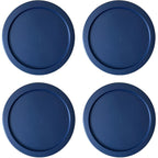Replacement Lids fits Pyrex 2-Cup Glass Food Storage Container Bowls, 5-Inch Plastic Round Lids Covers for Pyrex 7200-PC, Airtight & Leakproof (4-Pack, Blue)