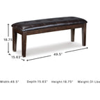Signature Design By Ashley Haddigan Traditional Upholstered Dining Room Bench, Dark Brown