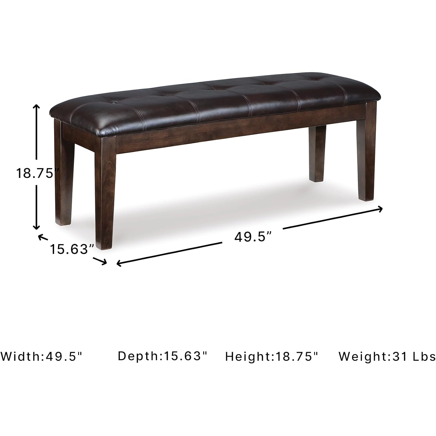 Signature Design By Ashley Haddigan Traditional Upholstered Dining Room Bench, Dark Brown