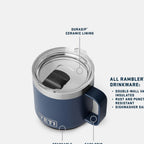 Yeti Rambler 14 Oz Ceramic Lined Stackable Mug, Vacuum Insulated, Stainless Steel With Magslider Lid, Navy