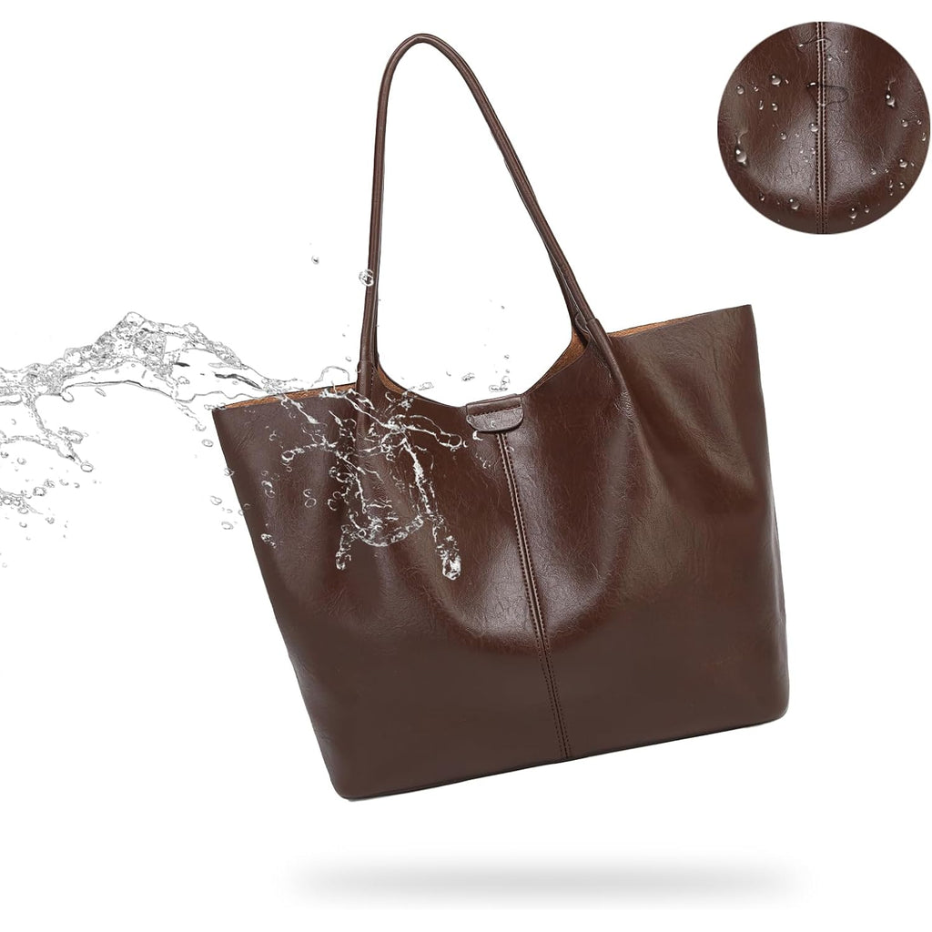 Tote Bag For Women Large Capacity Soft Leather Purse With Interior Pouch Multi-Use For Daily Commute Work Travel