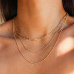 CONRAN KREMIX Waterproof Gold Necklace Layered Necklaces for Women Non Tarnish,14k Gold Plated Stainless Steel Dainty Stack Thin Chain Necklace Set for Women Gifts Jewelry