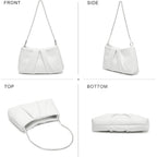 Dasein Elegant Pleated Evening Bag Soft Vegan Leather Clutch Purse Dressy Formal Handbag With 2 Chain Straps For Women