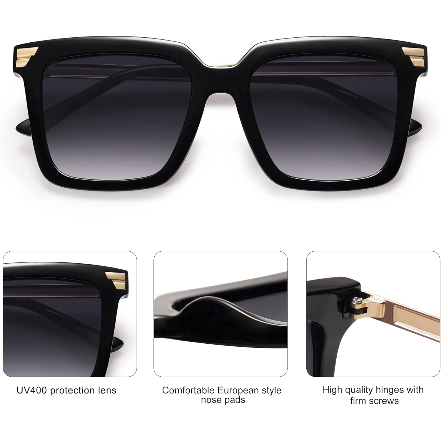 SOJOS Retro Oversized Square Sunglasses for Women Trendy Vintage Shades Classic Big Sun Glasses UV400 SJ2216A