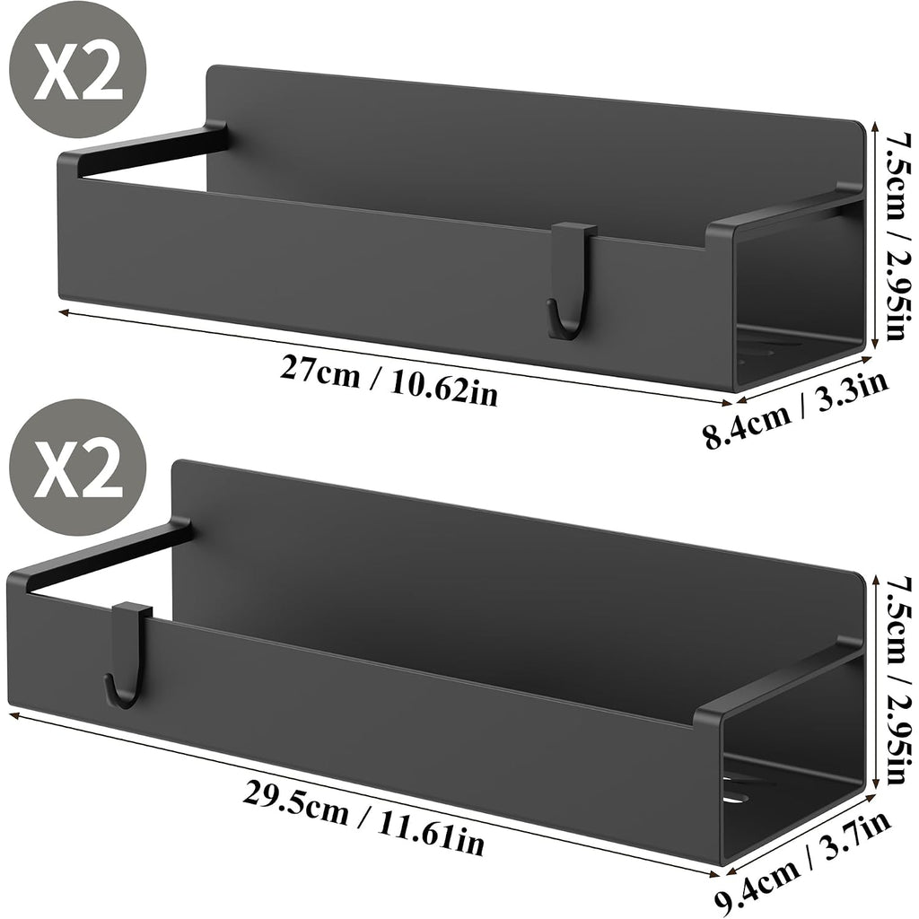 4 Pack Magnetic Spice Rack Organizer For Refrigerator And Oven, Black Fridge Organizers And Storage For Kitchen
