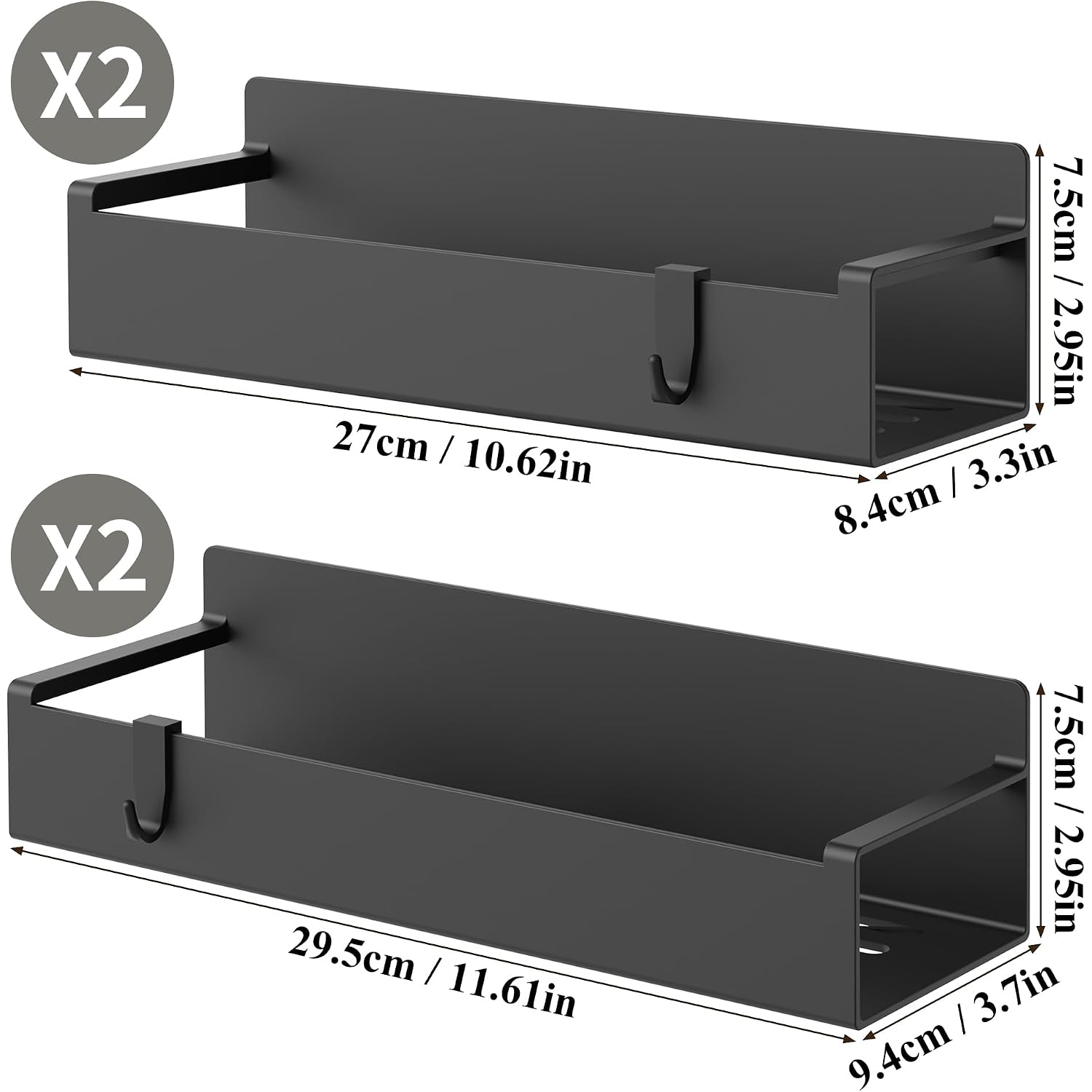 4 Pack Magnetic Spice Rack Organizer For Refrigerator And Oven, Black Fridge Organizers And Storage For Kitchen