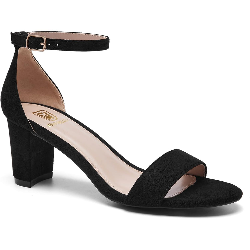 Fw Fran Willor Women Open Toe Low Chunky Short Heels Ankle Strap Block Heel Sandals Party Dress Wedding Pump Shoes
