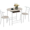 Vingli 3 Piece Dining Set,Small Kitchen Table Set For 2,Breakfast Table Set,Kitchen Wooden Table And 2 Chairs For Small Space/Dining Room/Apartment,Metal Frame,Wine Rack,White&Light Oak