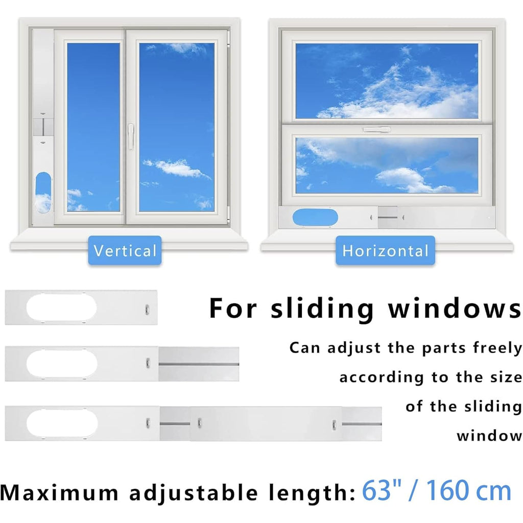 Lezifu Portable Air Conditioner Kit With Hose, Adjustable Window Seal With 5.9 Inch Diameter 59" Length Hose For Vertical/Horizontal Window