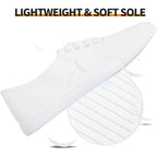 Womens Classic White Sneakers,Low Top White Canvas Shoes,Lightweight Casual Canvas Sneakers