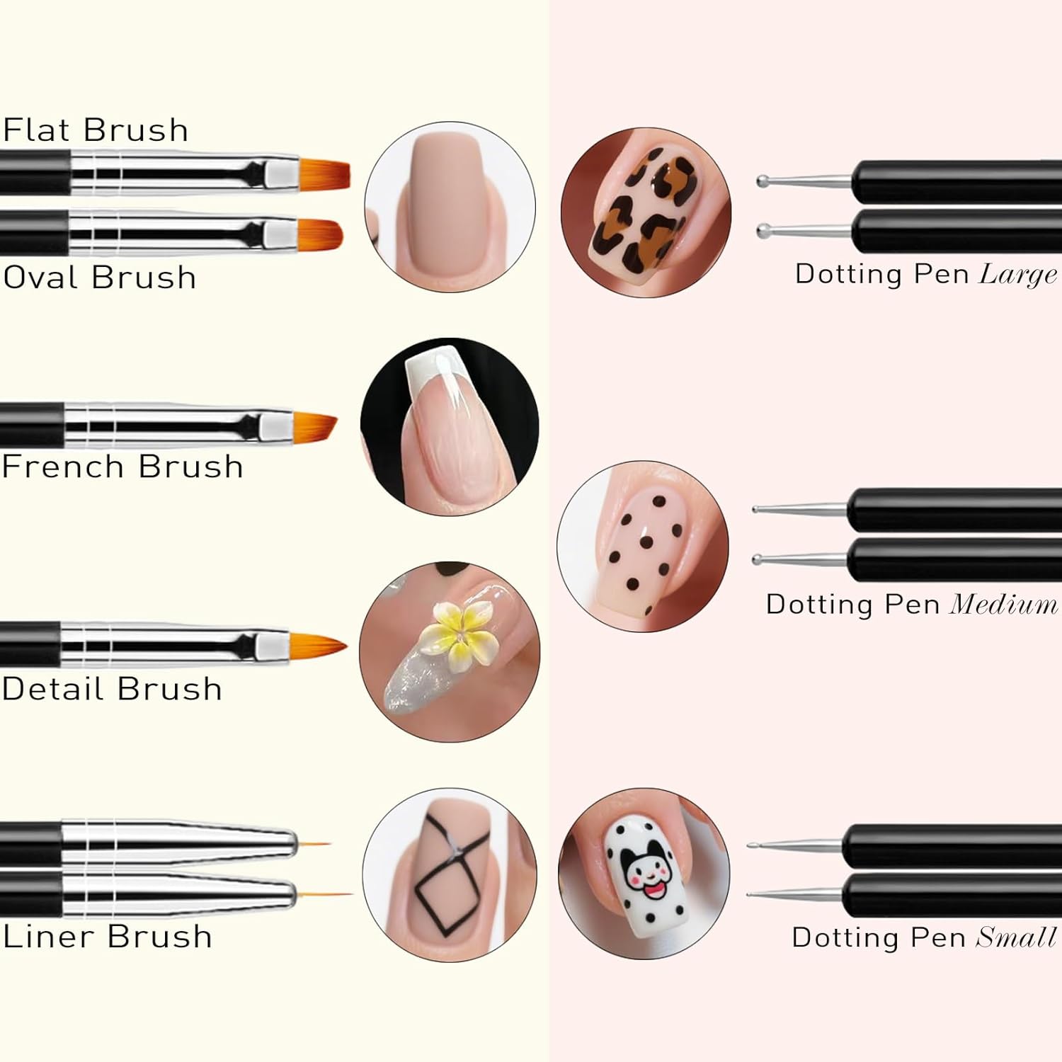 LIGHT RAIN 34Pcs Nail Art Brush Set - Complete Kit with Dotting Tool, Liner Brushes, Acrylic Brushes, Ombre Brush, Cuticle Tool, Rhinestone Picker Pencil for Beginner to Pro Nail Design