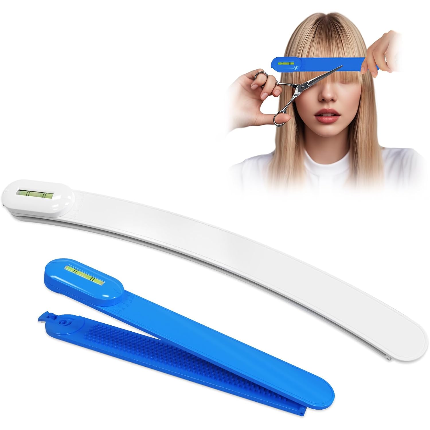 Professional Hair Styling Tools: Diy Layering And Trimming Kit With Clips, Guide For Bangs, Layers, Split Ends - Blue