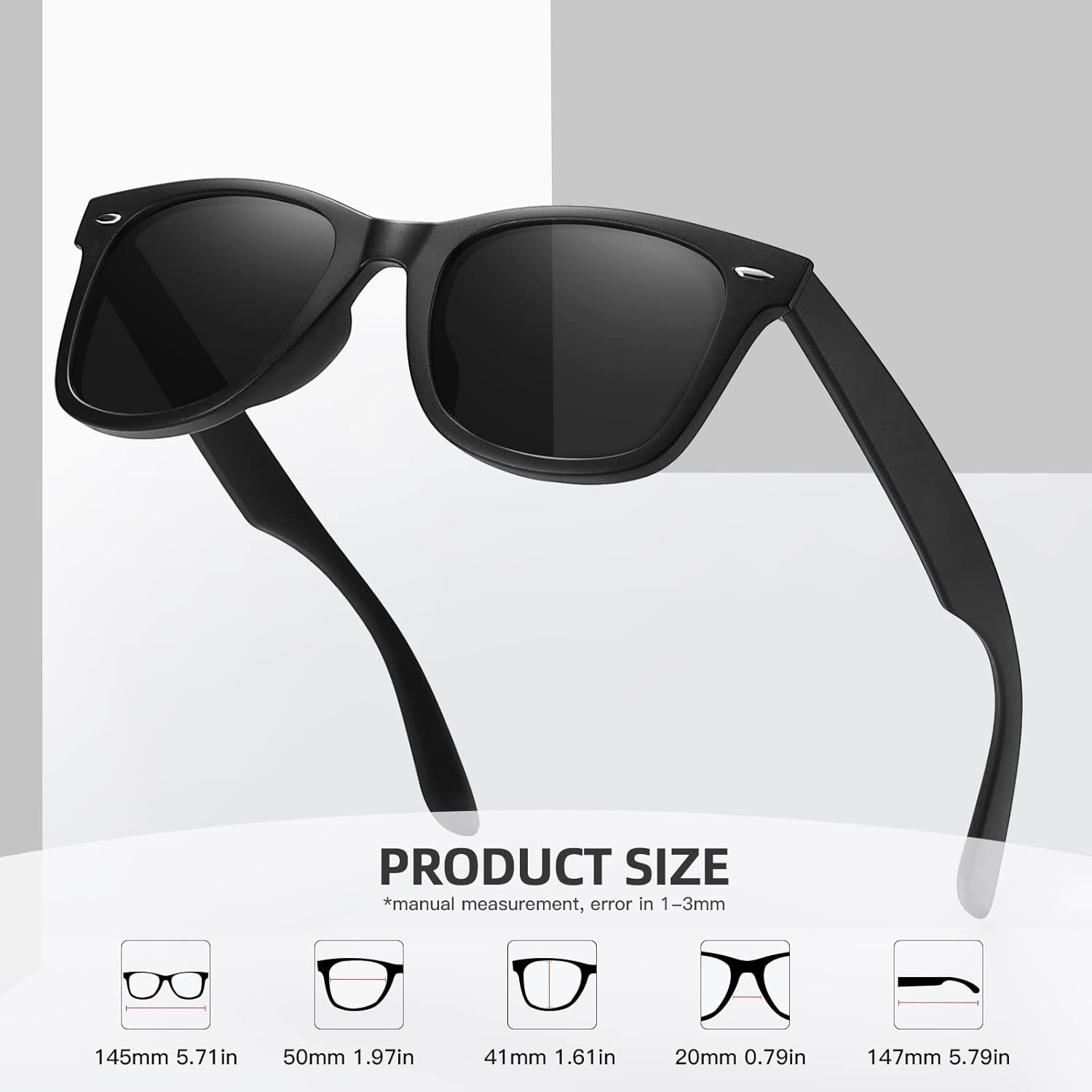 MEETSUN Retro Polarized Sunglasses for Women Men Classic Mirror Lens Driving Trendy Sun Glasses UV Protection (3 Pack)