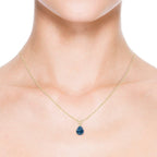 Angara Natural London Blue Topaz Solitaire Pendant for Women | Pear-Shaped London Blue Topaz Pendant in 14K Solid Gold/Silver/Platinum With 18" Chain | December Birthday, Gemstone Jewelry Gift