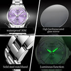 OLEVS Watches for Women Luxury Elegant Stainless Steel Waterproof Luminous Diamond Women's Fashion Watch Ladies Watches for Small Wrists