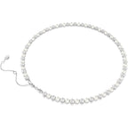 Swarovski Matrix Tennis Necklace, Crystal Pearl, Round Cut, Clear, Rhodium Finish