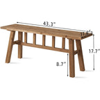 Wnutrees 43" Solid Wood Bench, Farmhouse Rustic Entryway Bench Seat | Narrow Bed Seat For Hallway, Kitchen, Dining Area, Bedroom, Natural Handcrafted Finish