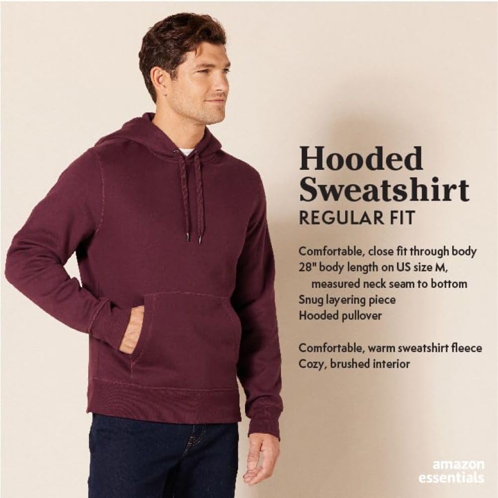 Amazon Essentials Mens Fleece Pullover Hooded Sweatshirt
