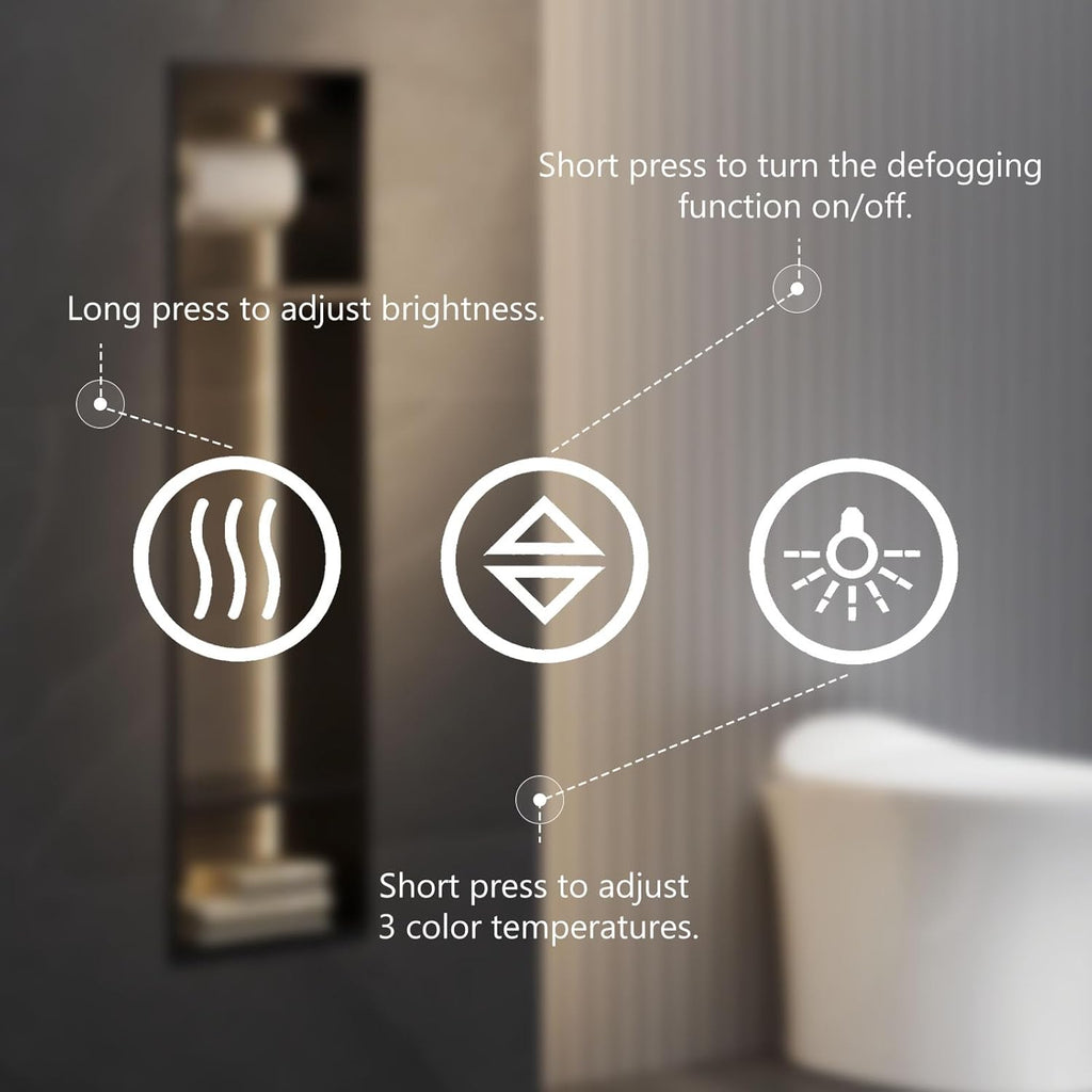 Sweetcrispy 24"x32" Smart Anti-Fog LED Bathroom Mirror with Lights and Front Light & Backlit, 3 Color Temperatures, Dimmable, Memory Function, Rectangle Modern Vanity Mirror