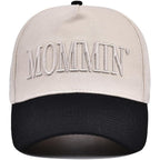 Mommin Trucker Hat, Adjustable Embroidered Vintage Two-Tone Mama Baseball Cap Beige/Beige