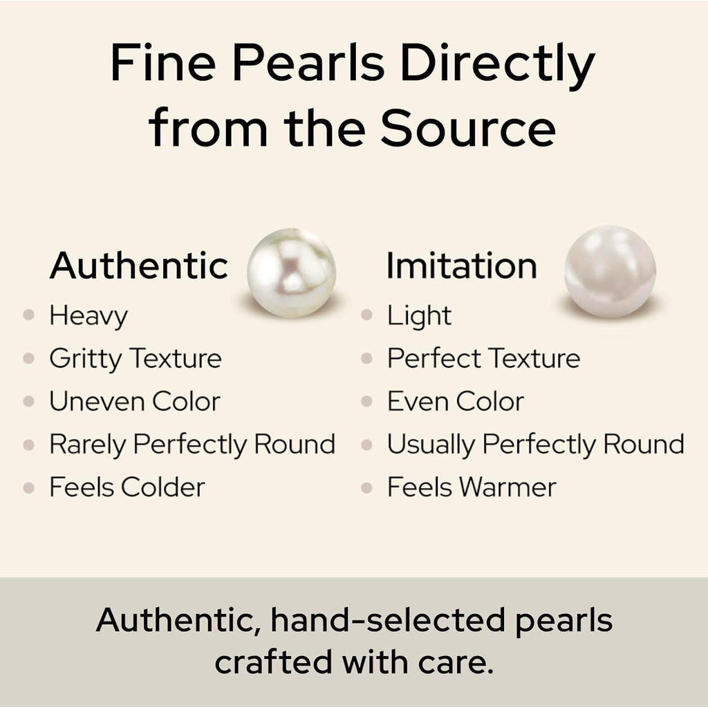 The Pearl Source Japanese Akoya Pearl Necklace for Women, White Cultured Pearl, 18 inch Princess Length, AAA Grade, 14K Gold, Classic Fine Jewelry Gift for Women