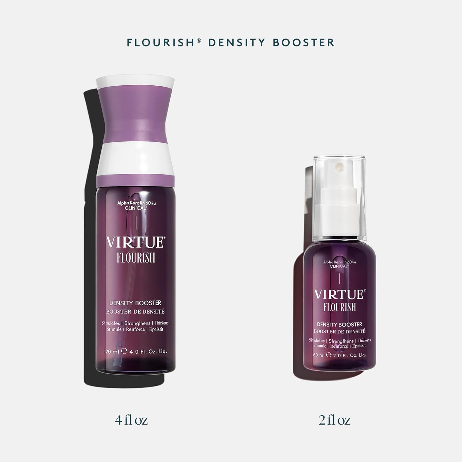 Virtue Flourish Hair Thinning Density Booster Spray Treatment, Hair Growth Product Thickens Hair, Sulfate Free, Color Safe