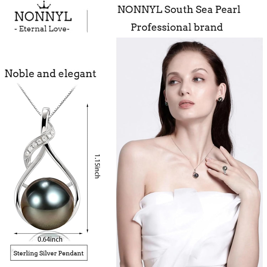 NONNYL Gifts for Women Wife-Tahitian-Black-Pearl-Necklace-Gift for Wife Wedding Birthday Anniversary Jewelry-Mom Girlfriend Her Mothers Day Gifts for Mom Women Valentines Christmas Day