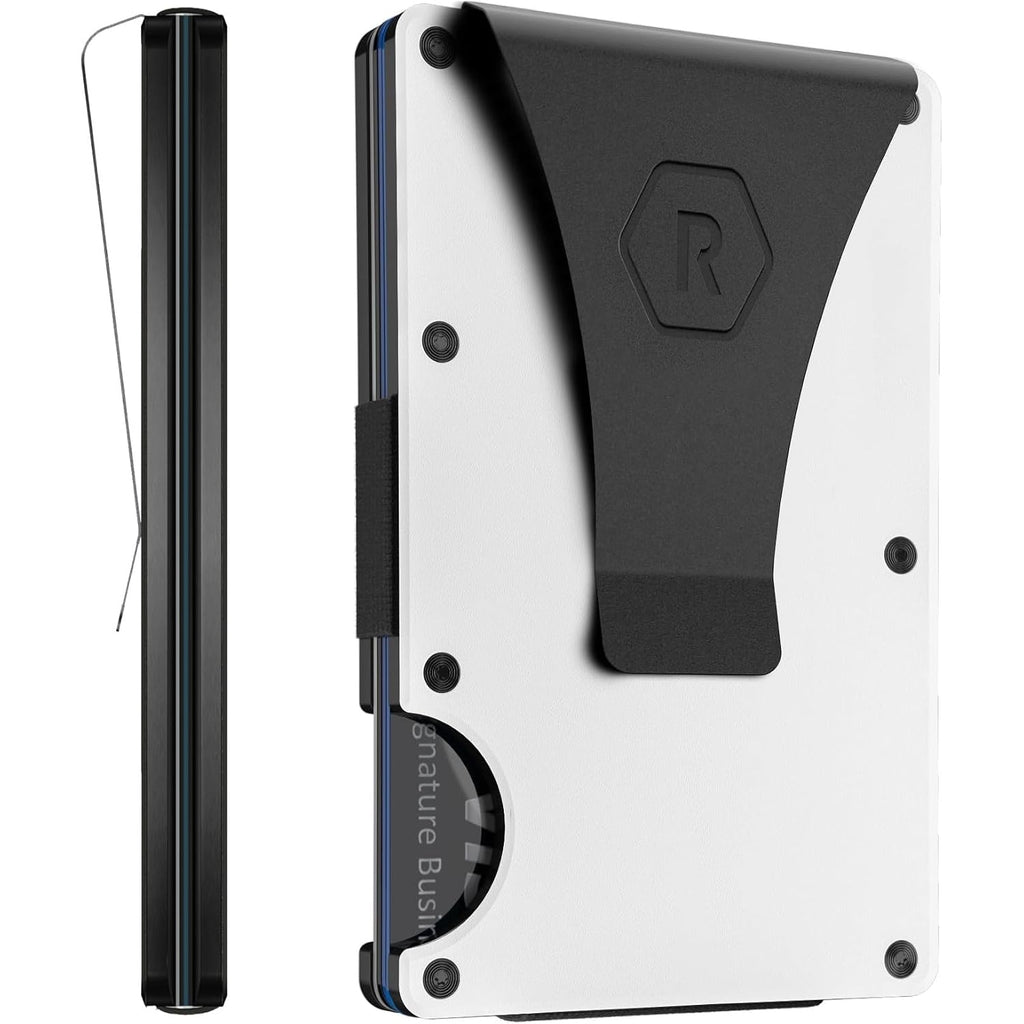 The Ridge Wallet For Men - Slim Minimalist Compact Wallet And Card Holder, Rfid Protected Front Pocket Wallets For Men With Integrated Money Clip (Polar White)